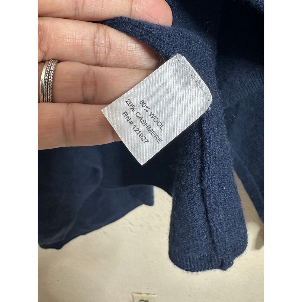 johnnie-O Louisa Wool Cashmere Draped Wrap Poncho Cardigan One Size Navy - Picture 7 of 9